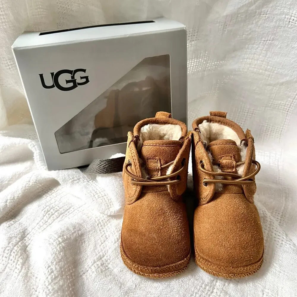 UGG Baby Neumel Chestnut Suede Boots Brown New in Box Size 2/3 6-12 Months